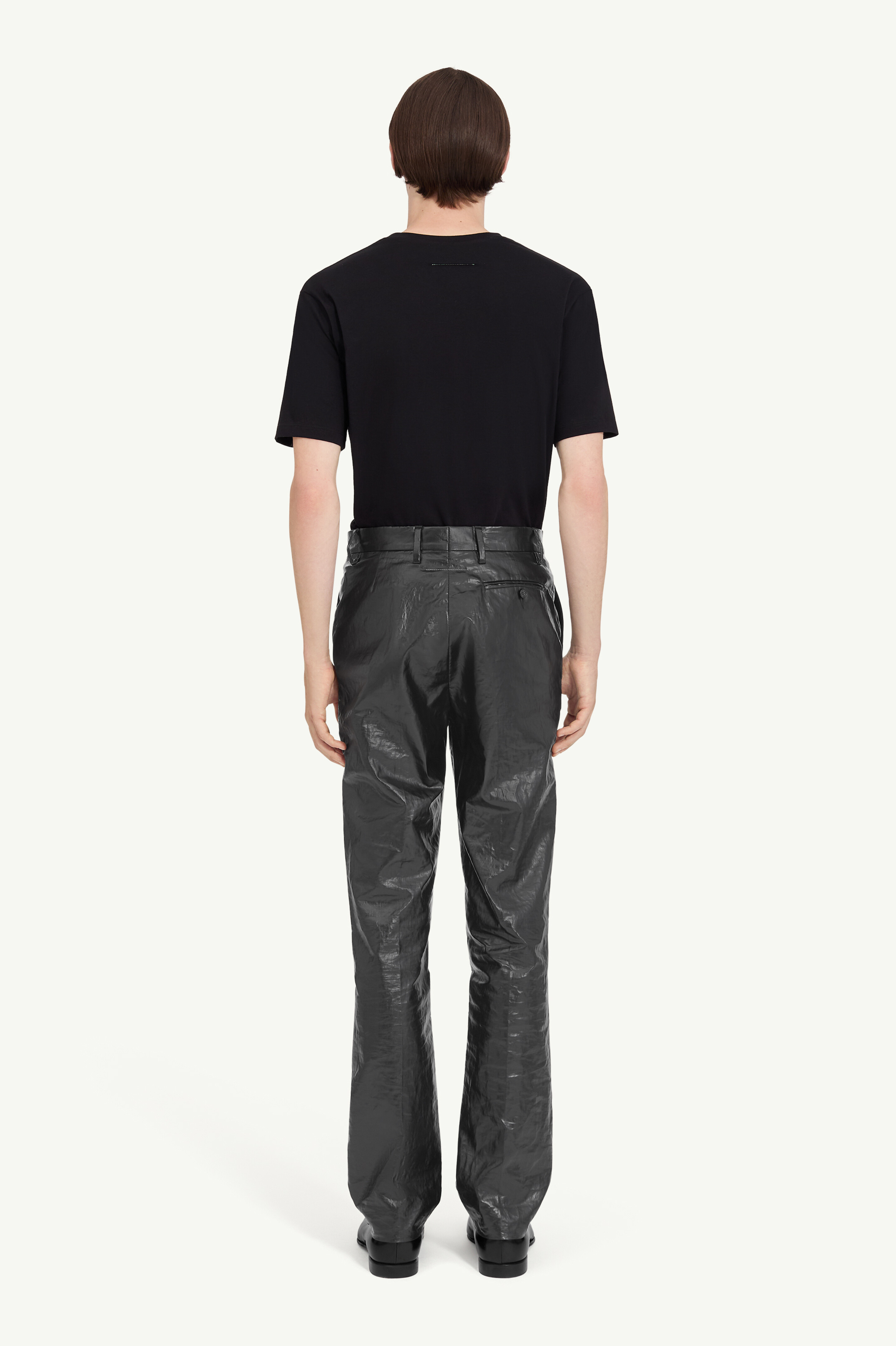 Pantalon brillant en lin enduit pour homme | MM6