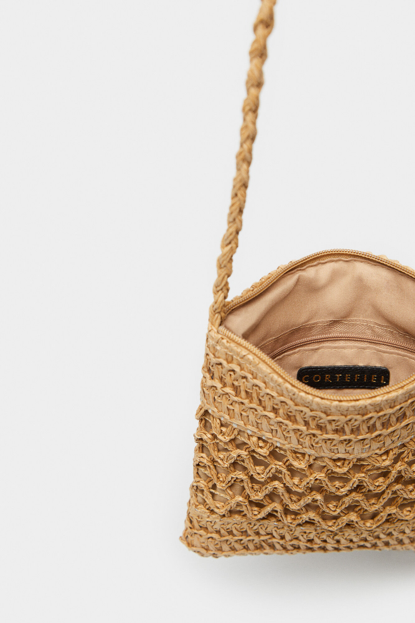 Mini bolsa transversal de ráfia - Areia