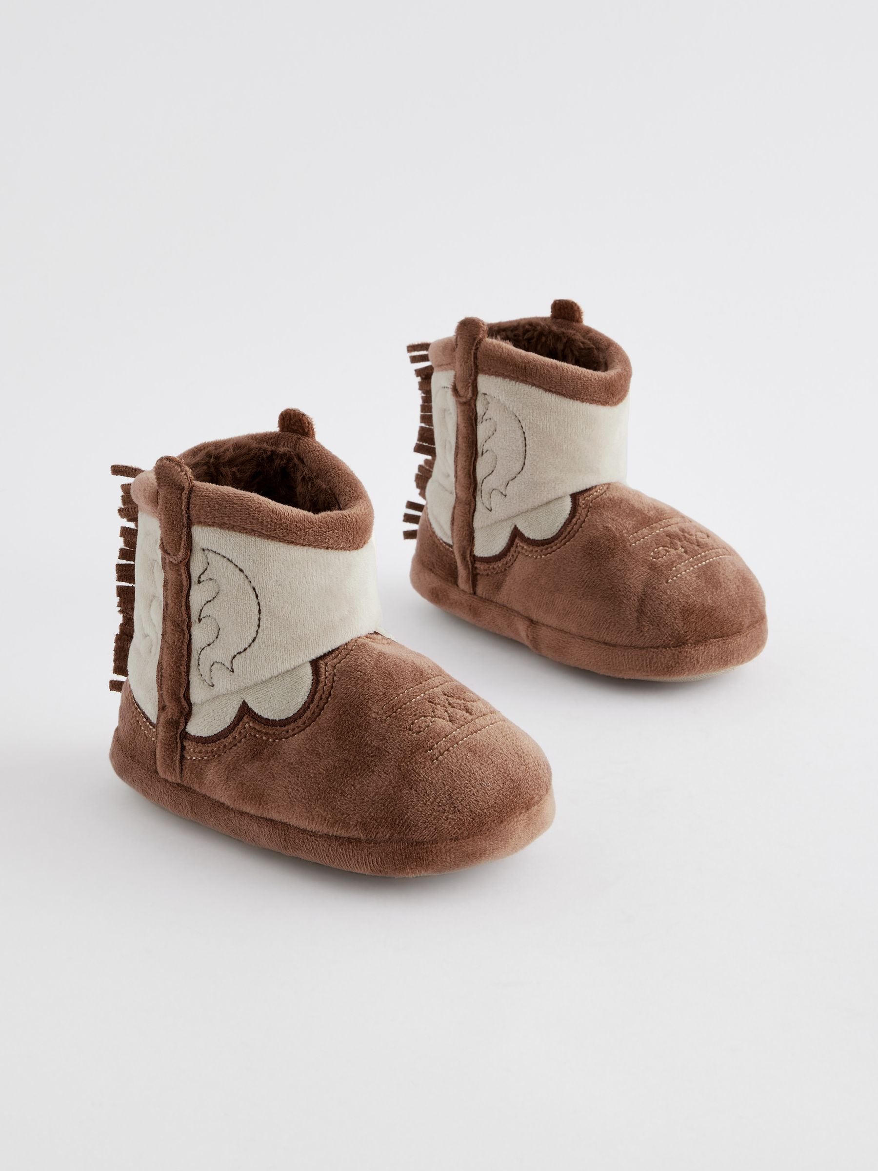 Bruin/crèmekleurig - Western Slipper Boots