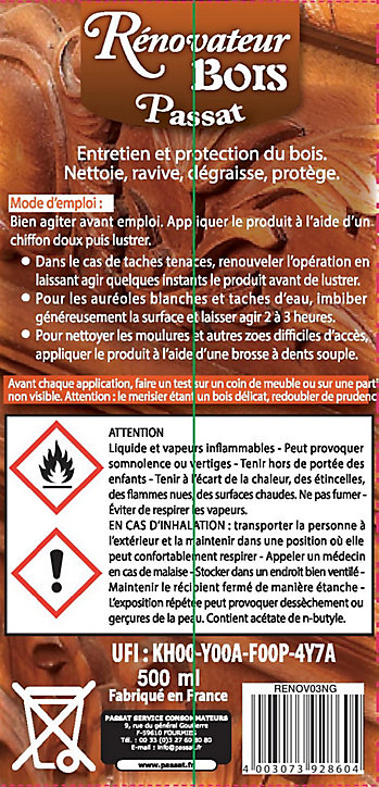 Renovateur bois Passat 4 en 1 contenance 500 ml