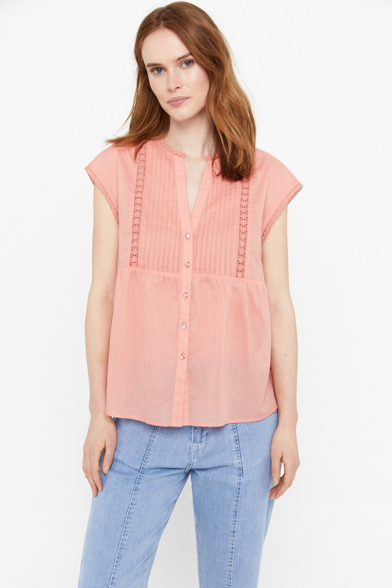 Blusa leve de algodão - Coral