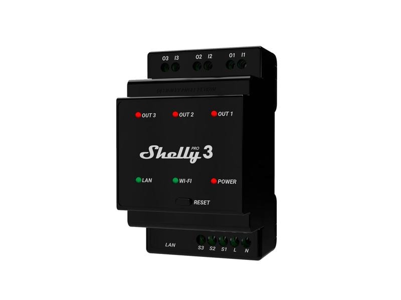 Shelly Pro 3 LAN und WiFi-DIN-Rail Switch 3-phasen Schaltaktor LAN und WLAN