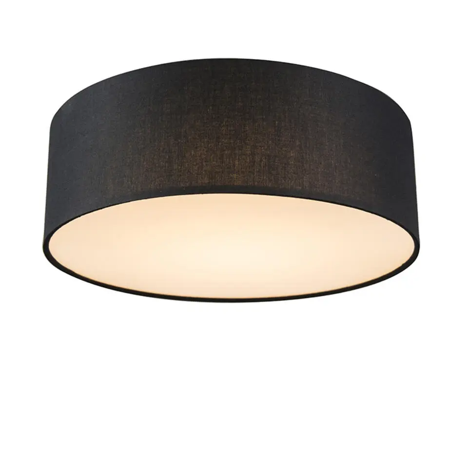 Qazqa plafondlampen drum led zwart geïntegreerde led