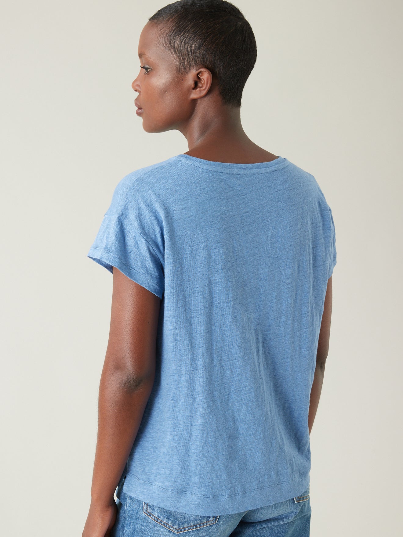 T-shirt lin femme col rond