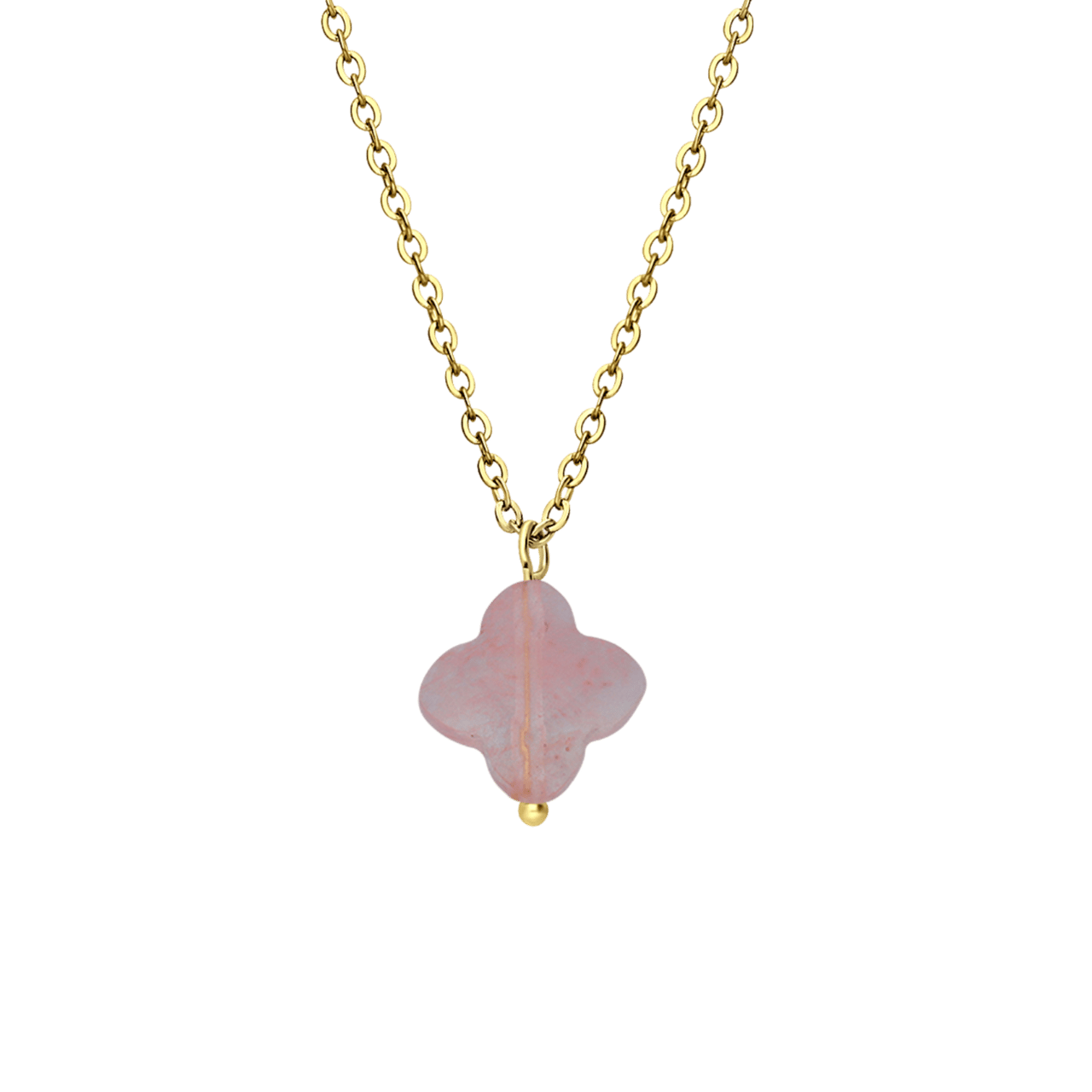 Stalen goldplated ketting met rhodoniet