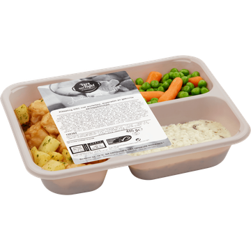 Vers Aan Tafel Kibbeling met Worteltjes, Doperwten en Gekruide Aardappelblokjes 485 g