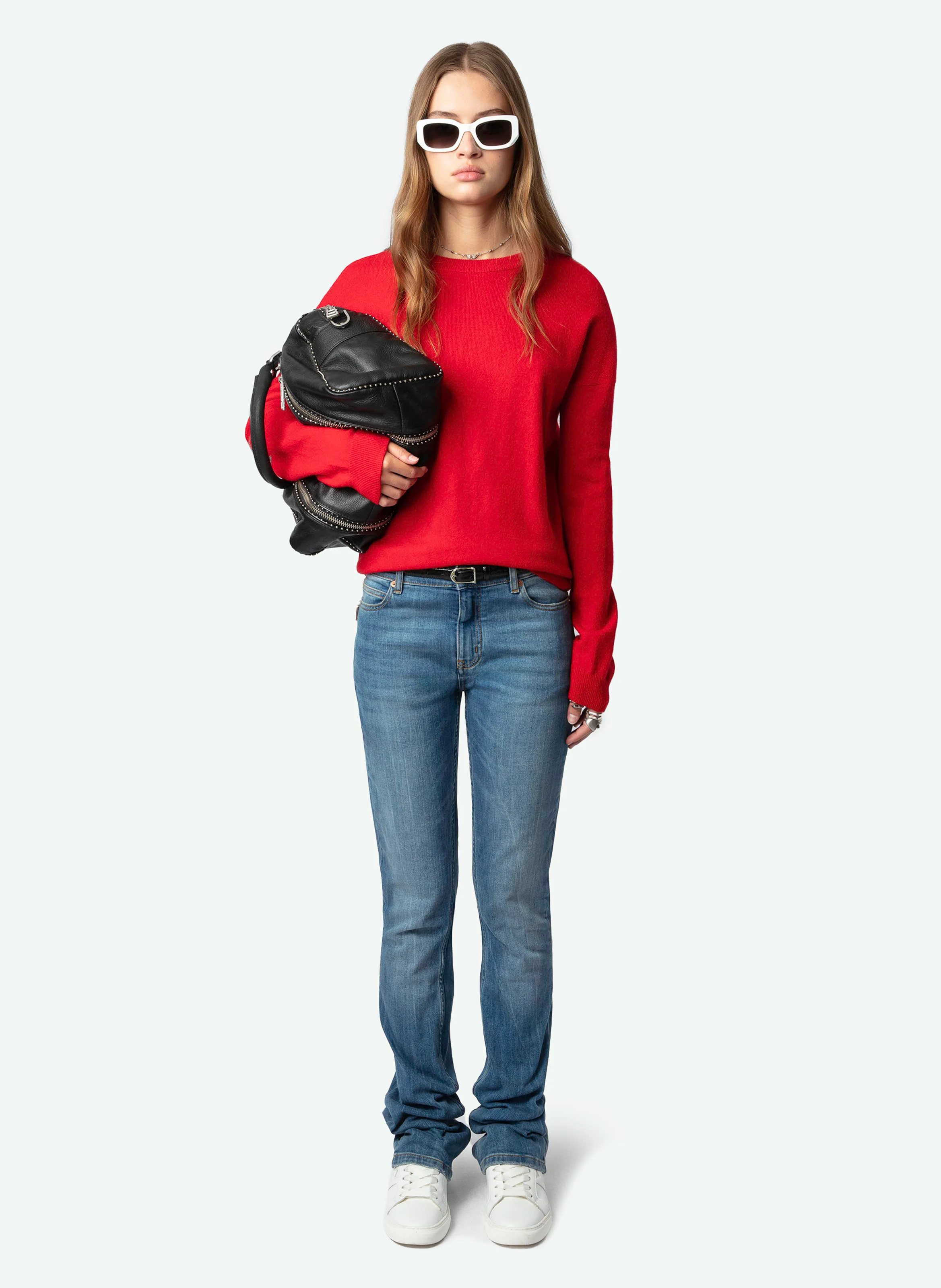 CICI - Pull col rond en cachemire | Rouge