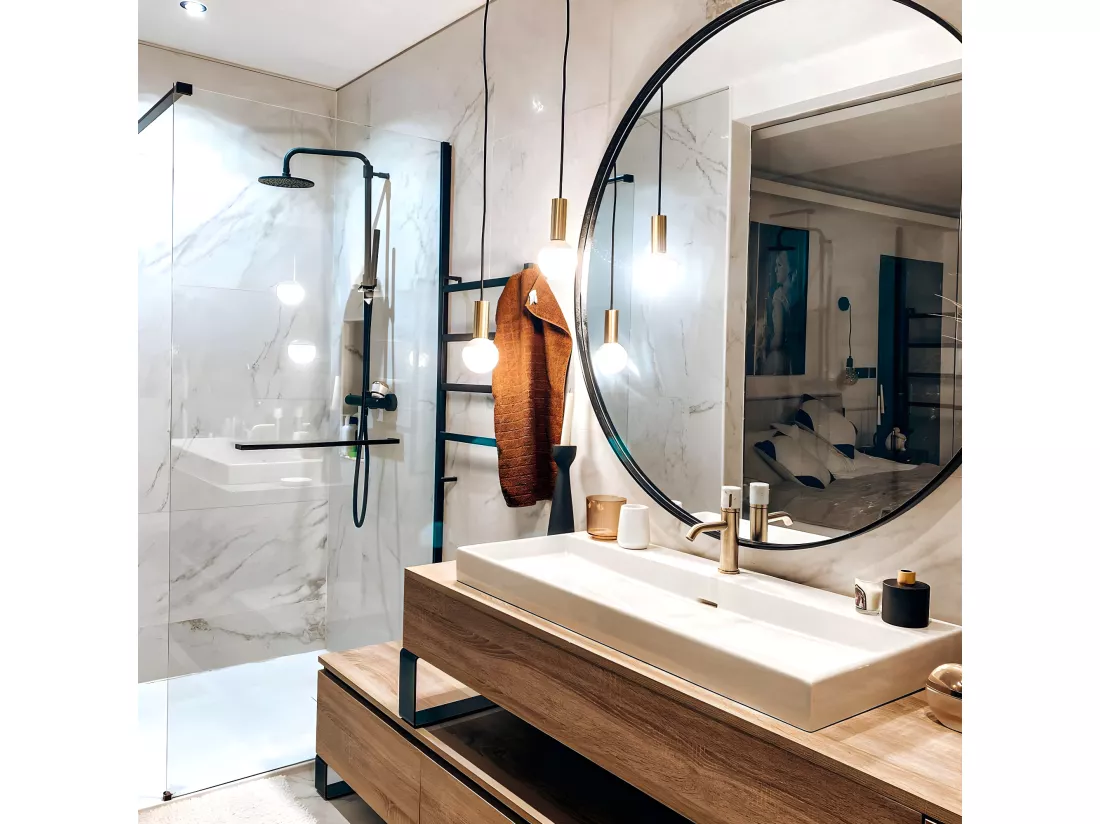 Manopola mitigeur lavabo bas or marbre - Essebagno