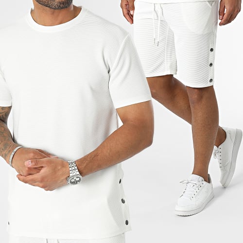 Ensemble Tee Shirt Et Short Jogging Blanc