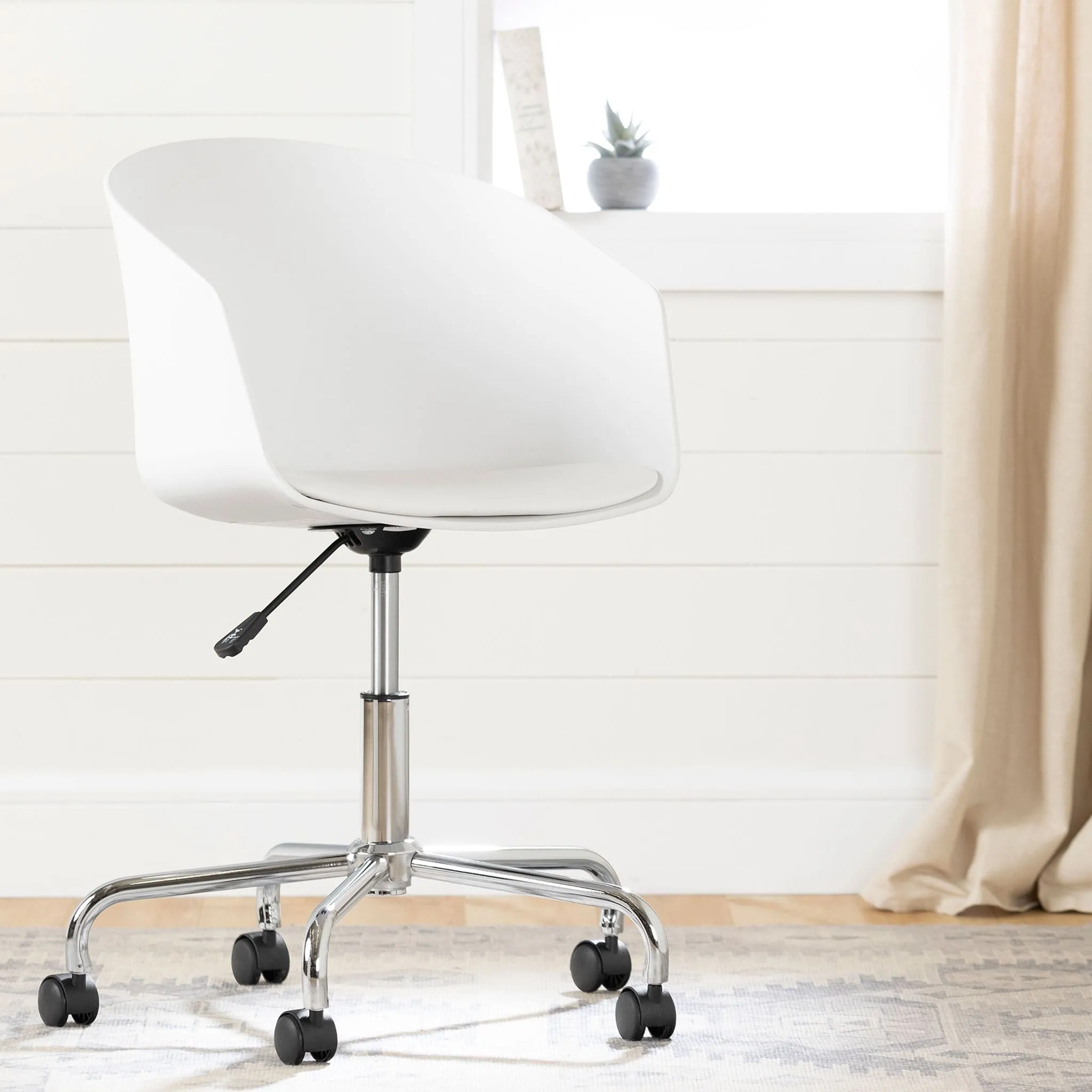 South Shore Chaise Pivotante - Flam Blanc et Chrome