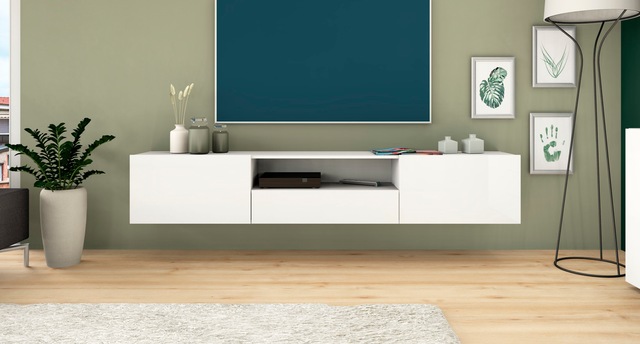 borchardt Möbel Lowboard »Sophia« Breite 200 cm mit 2 Klappen und 1 Schubkasten, stehend und hängend