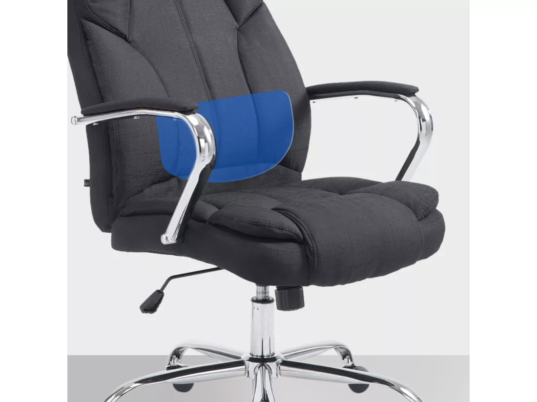 Chaise de bureau - Tissu & Métal chromé - Noir - XXL Xanthos