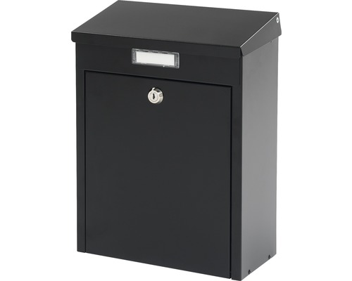 MEFA brievenbus, gepoedercoat staal, BxHxD 265/340/135 mm, kleur 150, gitzwart RAL 9005 semi-mat met naamplaatje