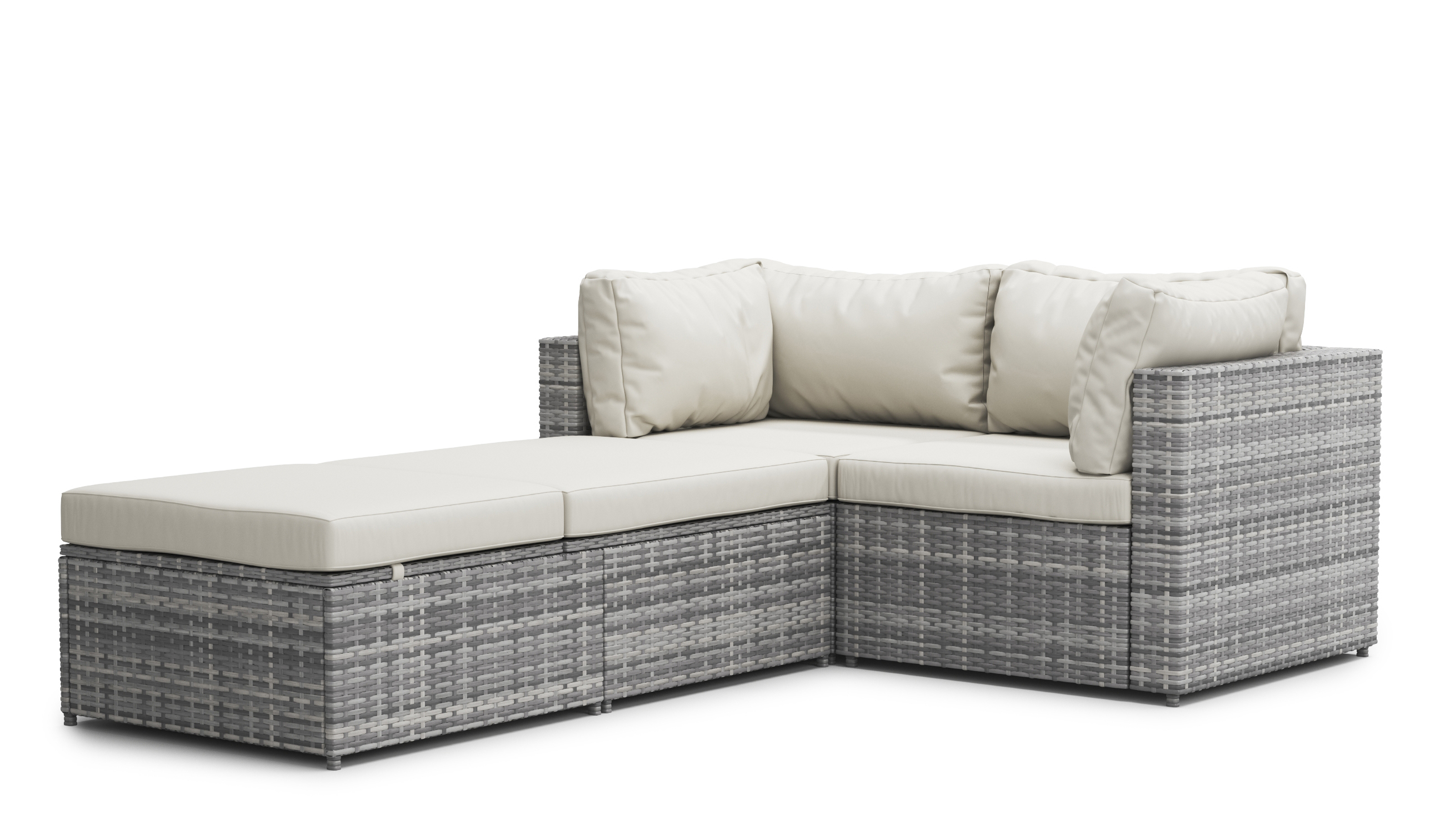 Rattanlounge CHARLIE grau/weiss