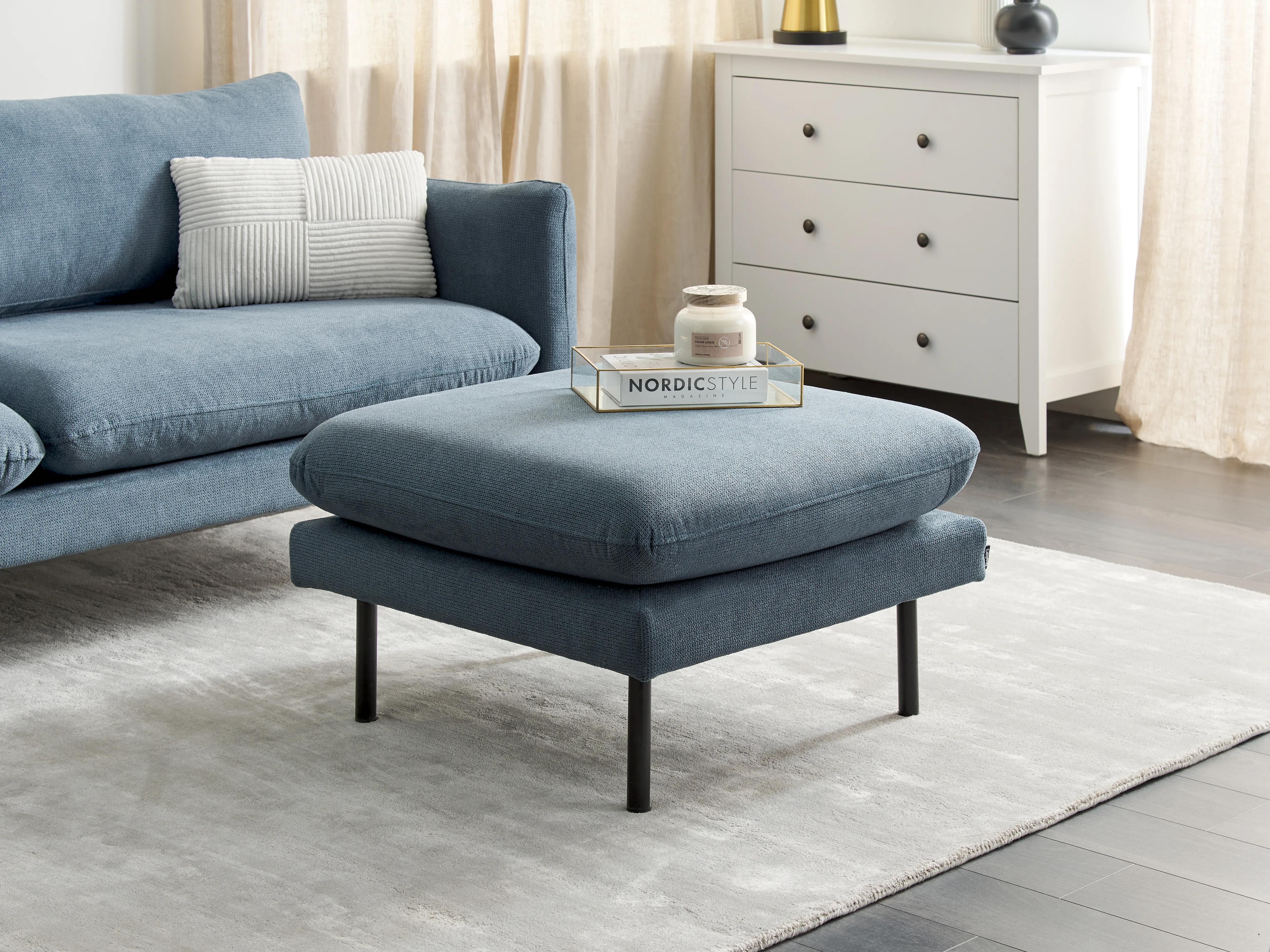 Ottomaan VINTERBRO Chenille Blauw