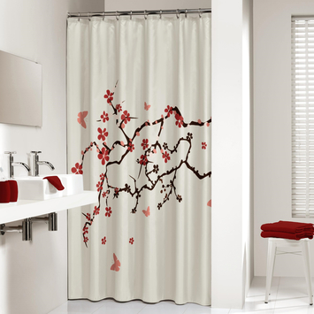 Sealskin Douchegordijn Blossom Rood 180x200 cm