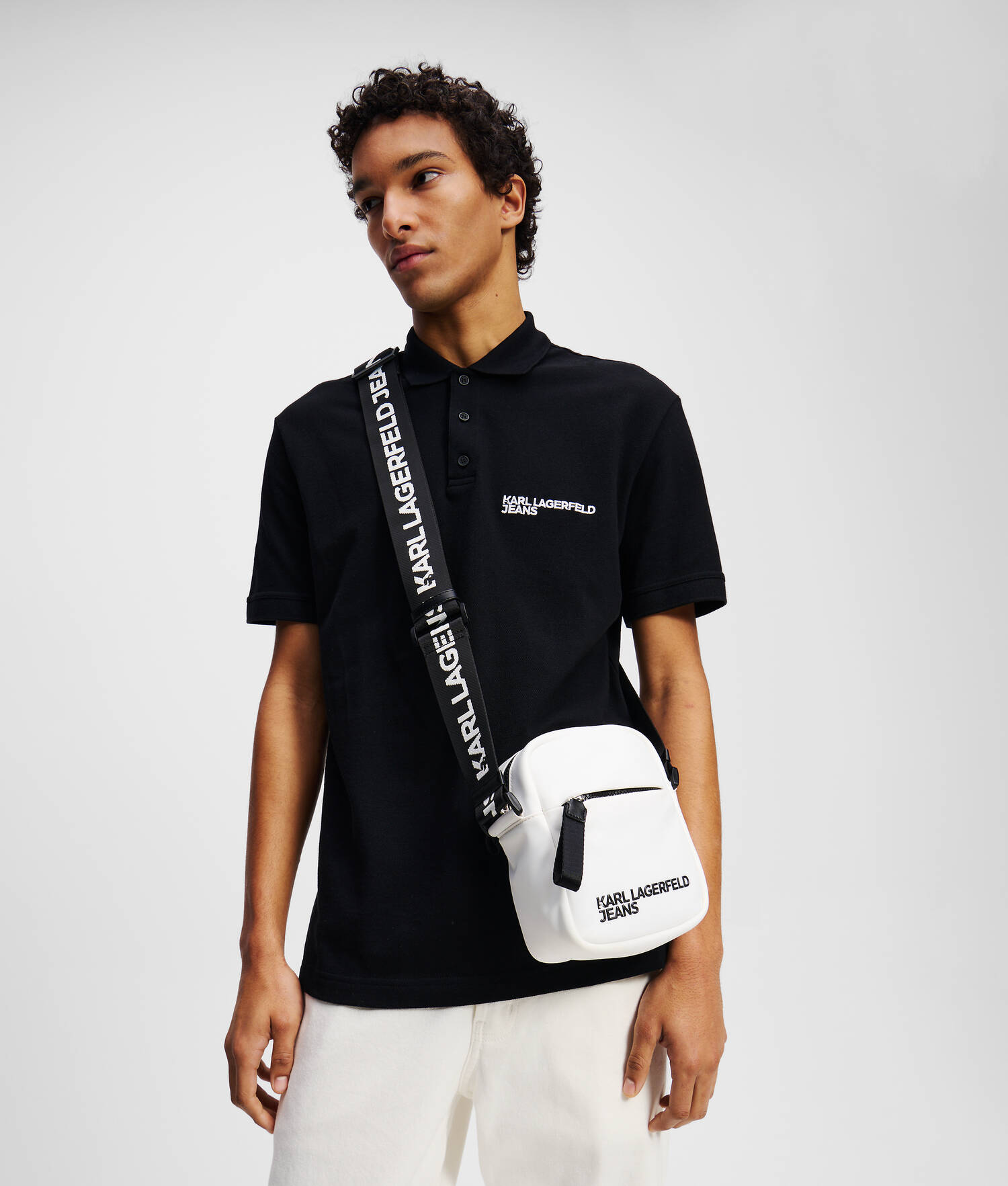 SAC BANDOULIÈRE EN NYLON AVEC LOGO KLJ - Blanc