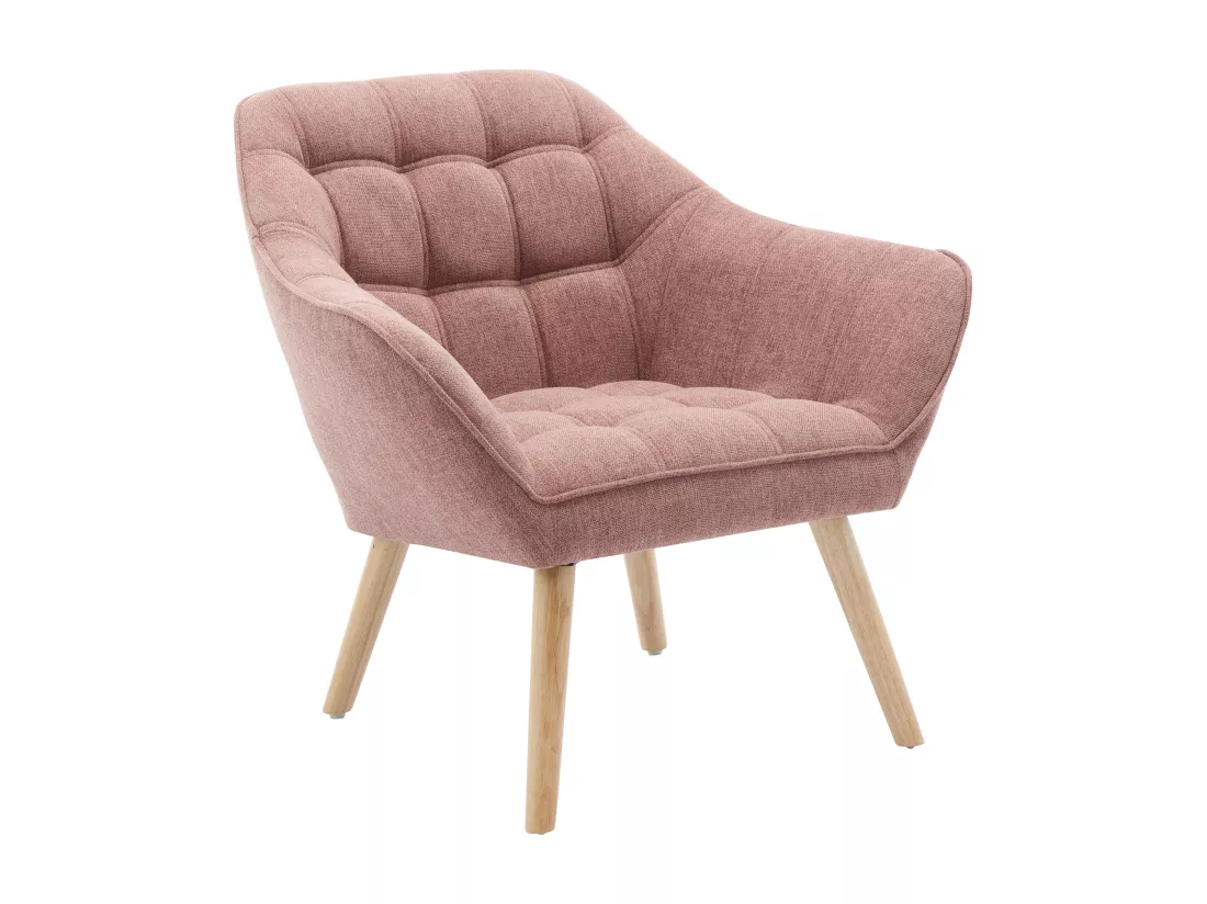 Canapé 2 places et fauteuil en tissu rose chiné CASERTA