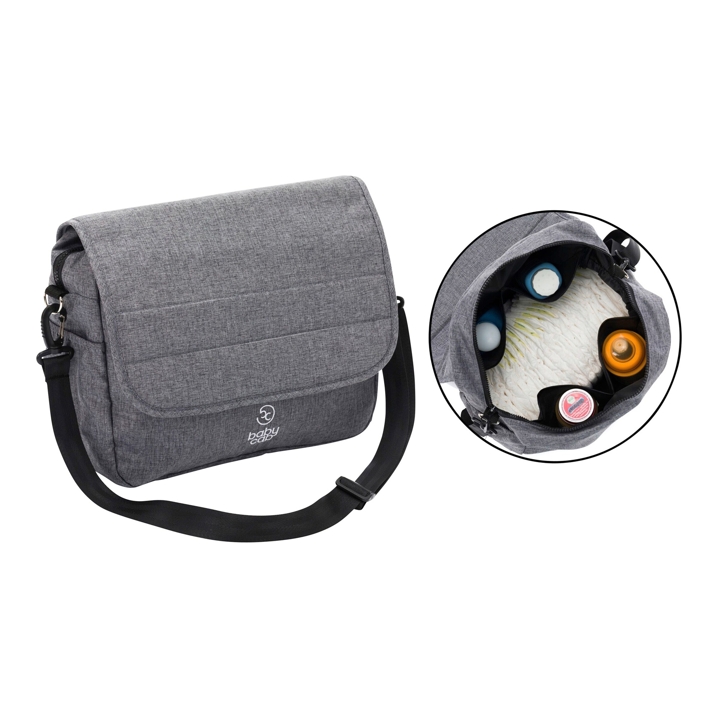 babycab Kombikinderwagen Stockholm Trio-Set (2024) inkl. i-Size Babyschale und Wickeltasche grau melange