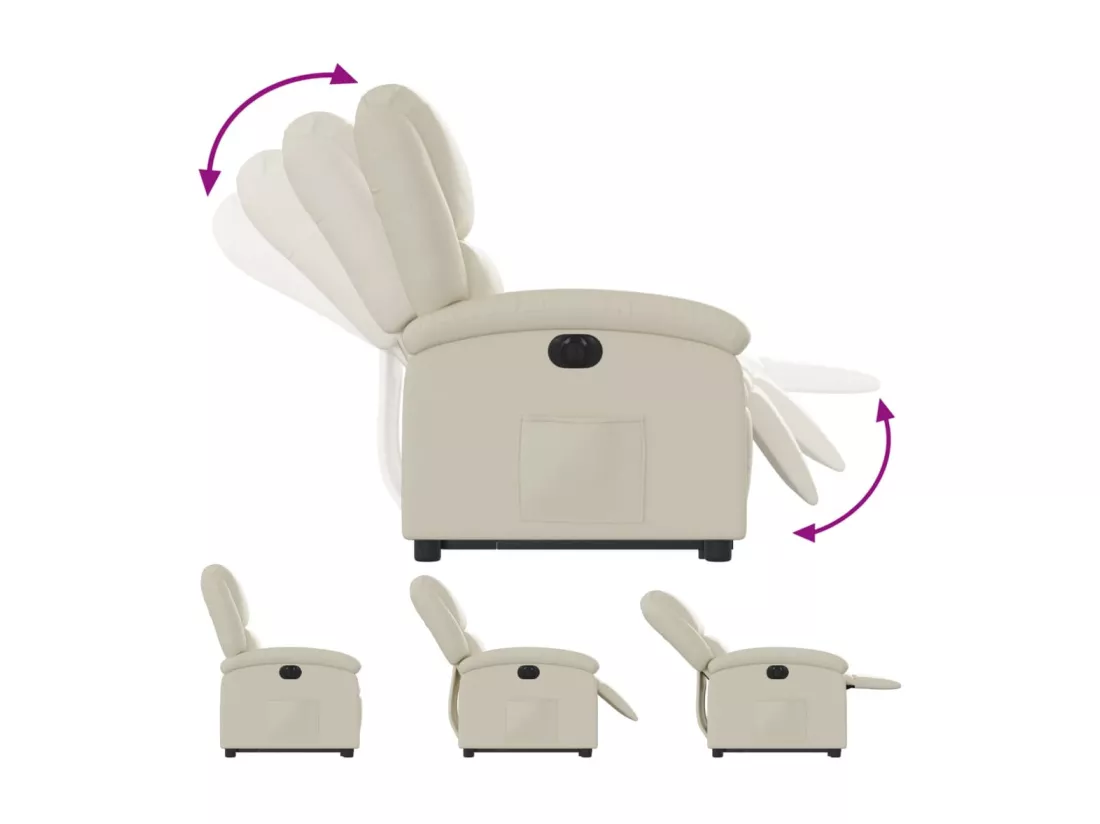 Fauteuil inclinable électrique crème similicuir