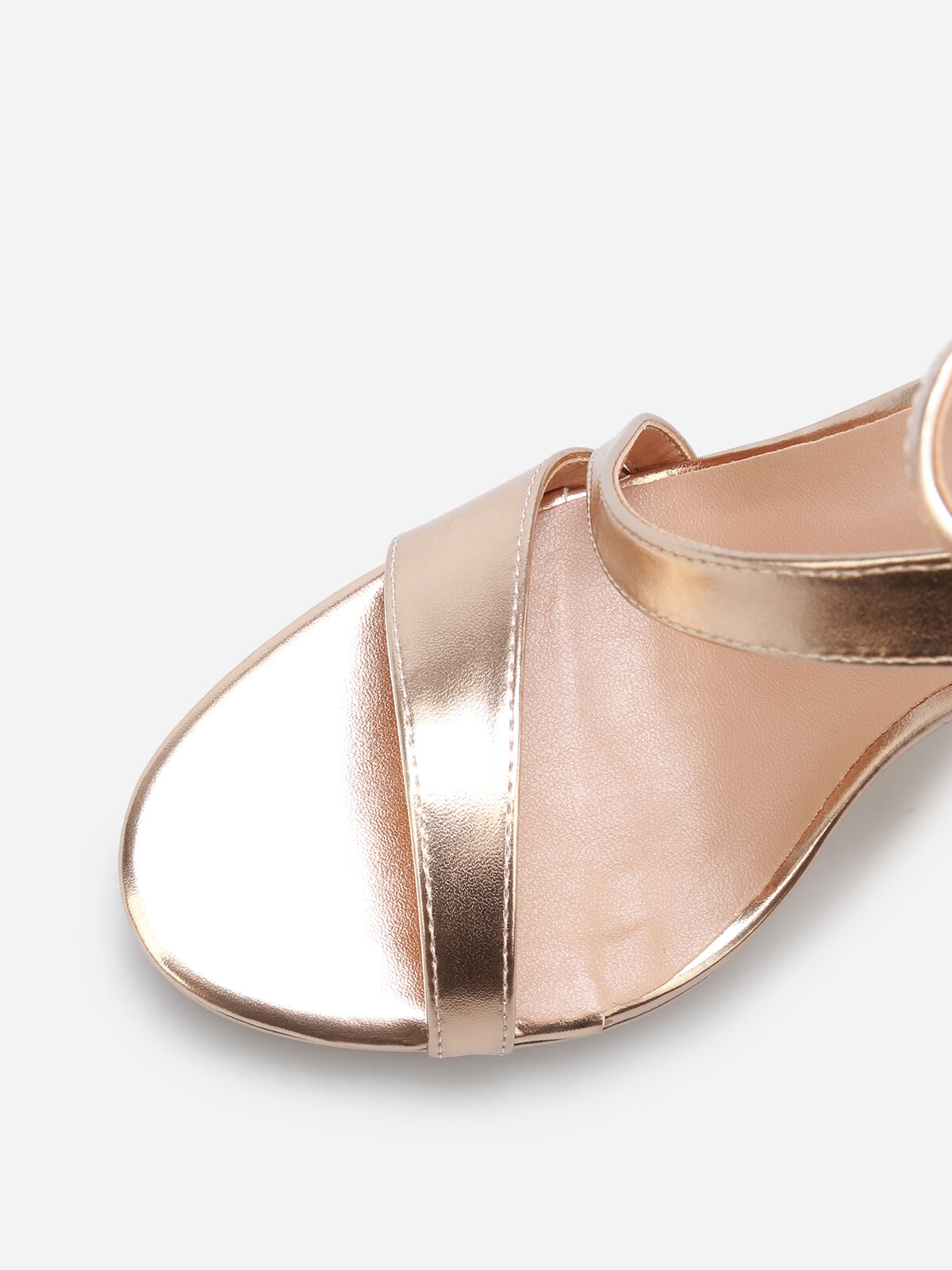 Sandales à talon aiguille et brides- Doré rose