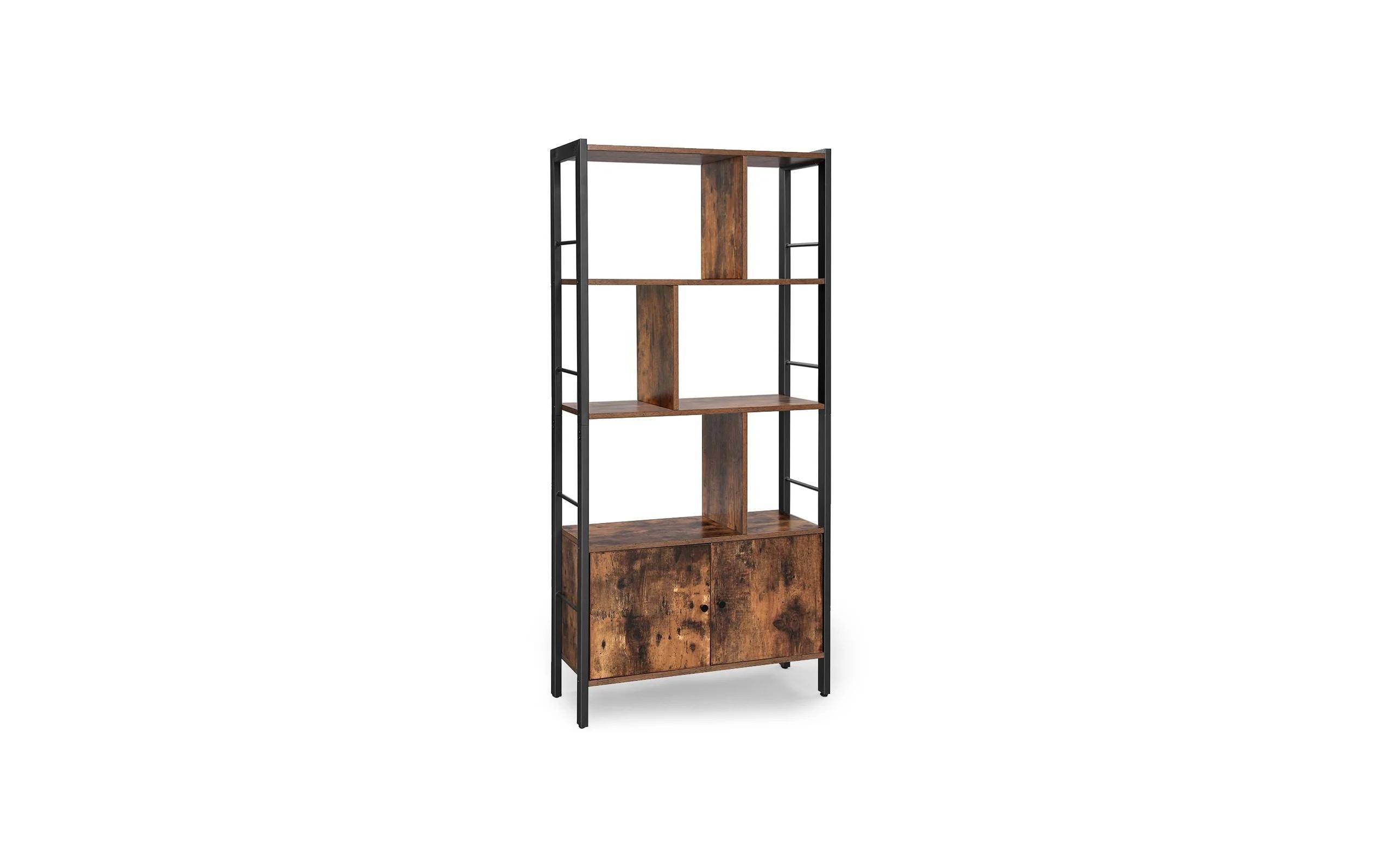 Regal mit 4 Ebenen 74 x 154.5 cm, Braun/SchwarzBücherregal aus Holz