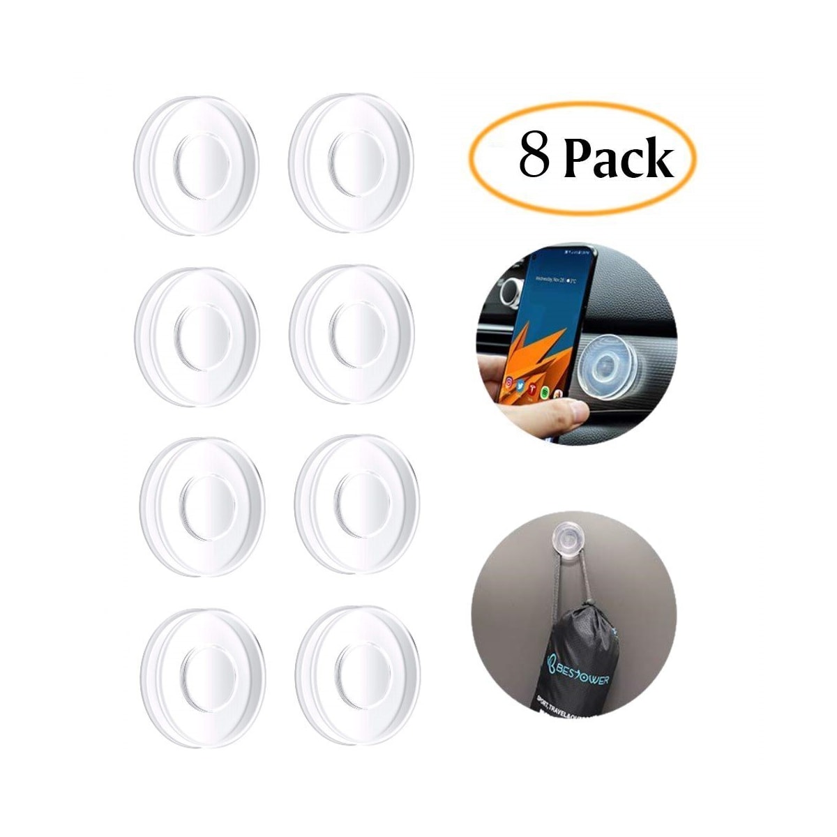 Nano Magic Stickers runde dobbeltsidige klistremerker 8-pakning