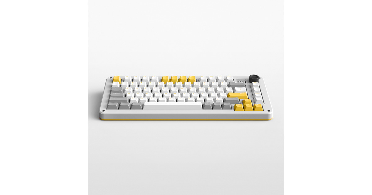 IqunixZX75 Gravity Wave Wireless Mechanical Keyboard, gaming toetsenbord  (Grijs/geel, US lay-out, Gateron Red, RGB leds, 75%, Hot-swappable, Double-shot PBT, 2.4GHz | Bluetooth 5.1 | USB-C)