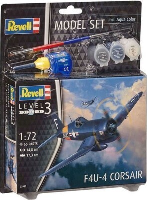 Revell - F4U-4 Corsair Male Byggesæt Modelfly - Level 3 - 63955