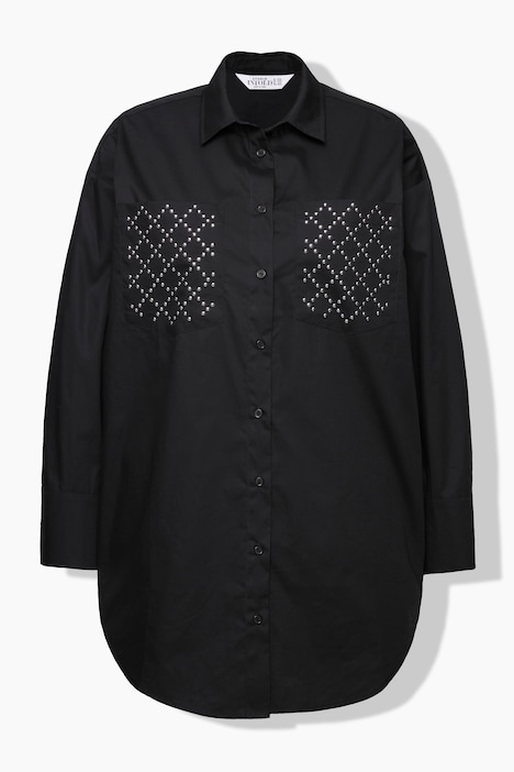Hemdbluse, oversized, Ziernieten-Taschen