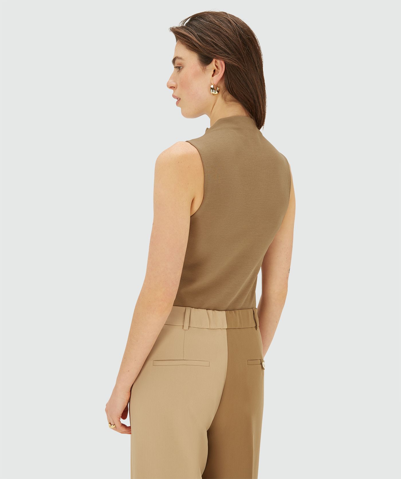 JV-BIBI slim fit top - light khaki