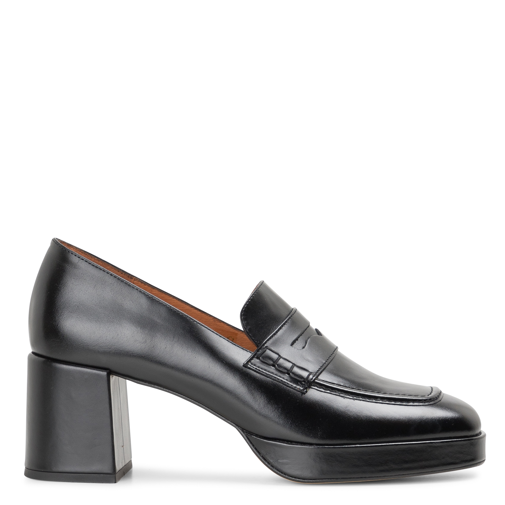 VOLTURA - Mocassins à talon en cuir | Noir