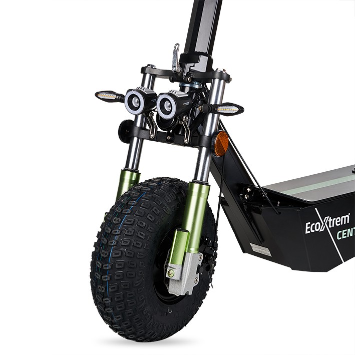 Patinete elétrico Centauro, uso legal, com assento e tela LCD verde tamanho XXL.