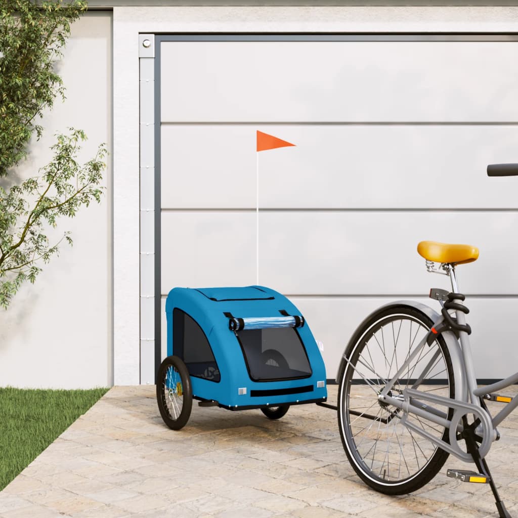 vidaXL Reboque para Bicicleta de Animais de Estimação em Tecido Oxford Azul