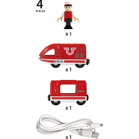 BRIO 33746 Genopladeligt tog med USB-kabel
