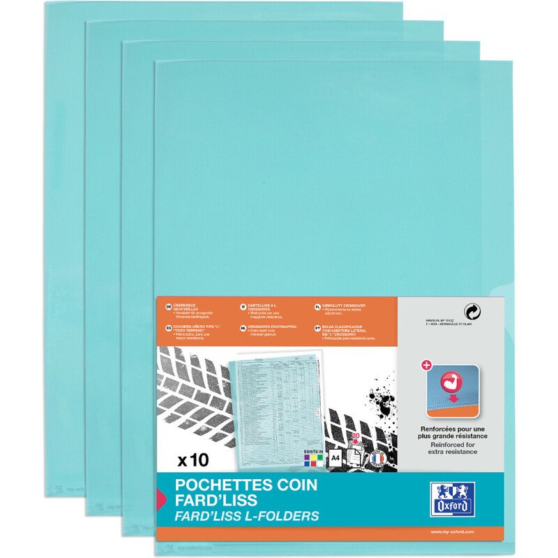 Pochettes coin Fard'Liss, A4, PVC 0,20 mm, bleu