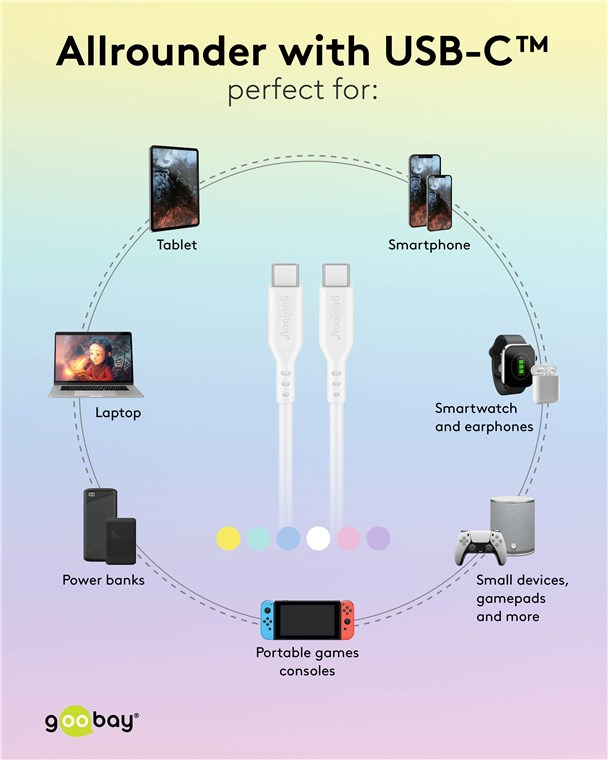 (1.5 m) 60W USB C auf USB C Silikon Ladekabel Fast Charge Datenkabel (77743) - Weiss