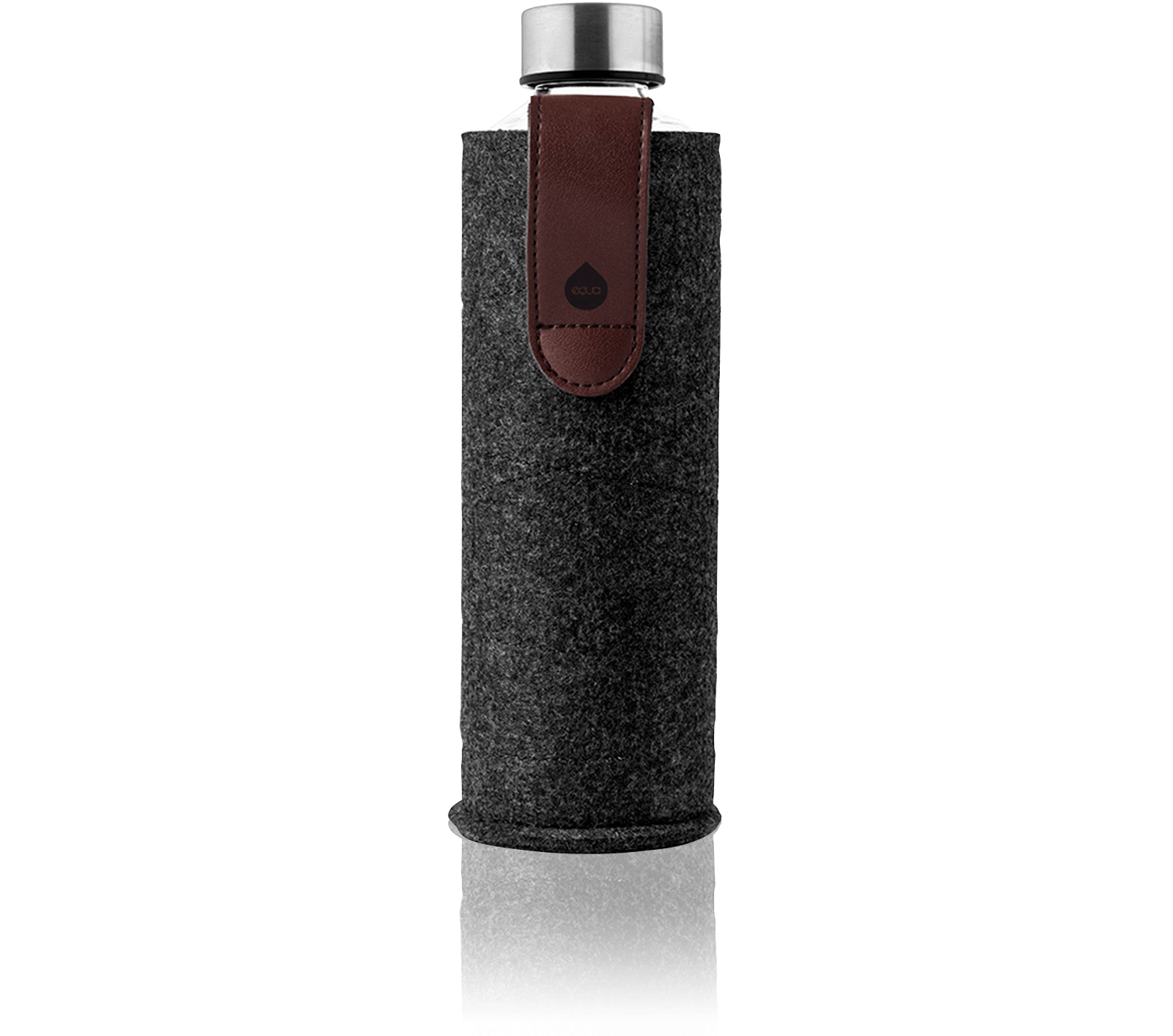 Bouteille en verre 75Cl-Anse cuir - EQUA Gris fonc&eacute; cuir