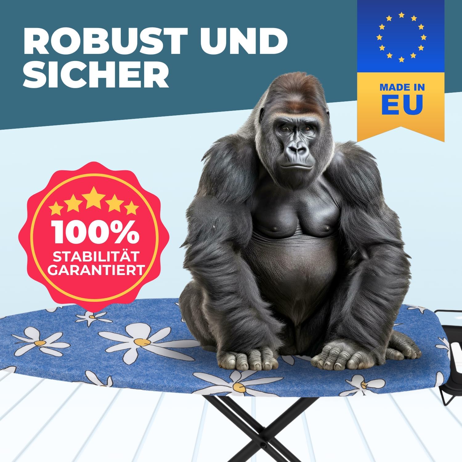 Bügelbrett für Dampfbügelstation Bügeltisch XXL Breit Groß dampfbügelbrett Stabil | 130x47 cm