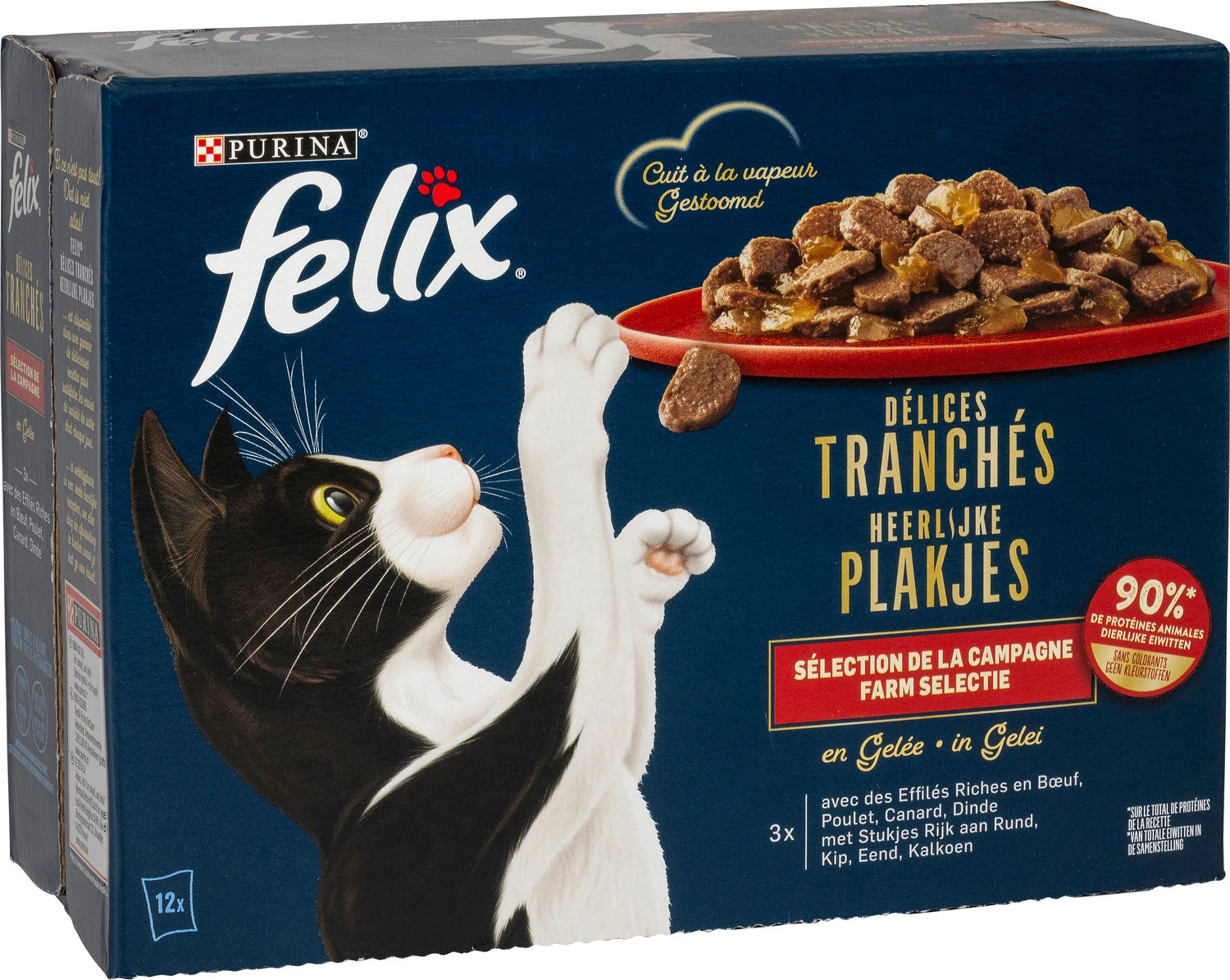 Felix kattenvoer in gelei Heerlijke Plakjes Farm selectie 80 g 12 stuks