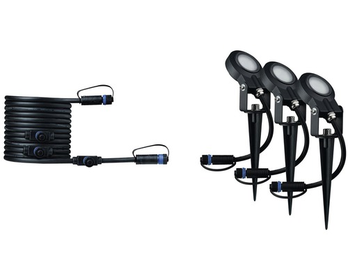 Paulmann Plug & Shine LED grondpen verlengset IP67 dimbaar 3x6W 270 lm 3000K Sting antraciet 230/24V 3 stuks