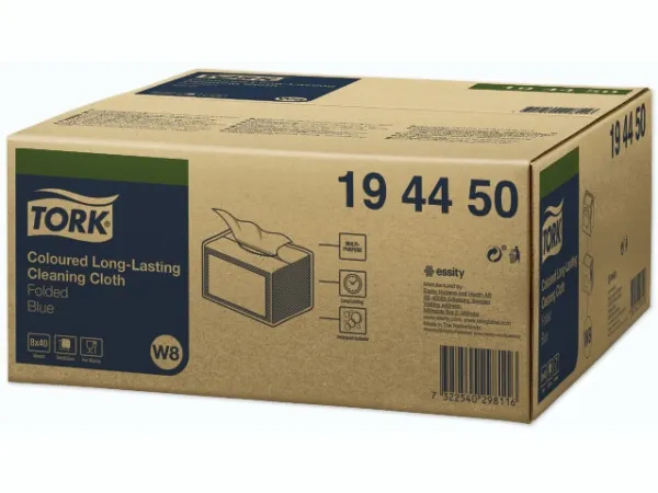 Aftørringsklud Tork W8 Premium Small Pack 30x38 cm blå - (8 pakker x 40 stk.)
