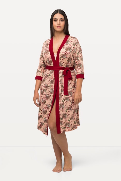 Kimono, gemustert, offene Form, Schalkragen, Langarm