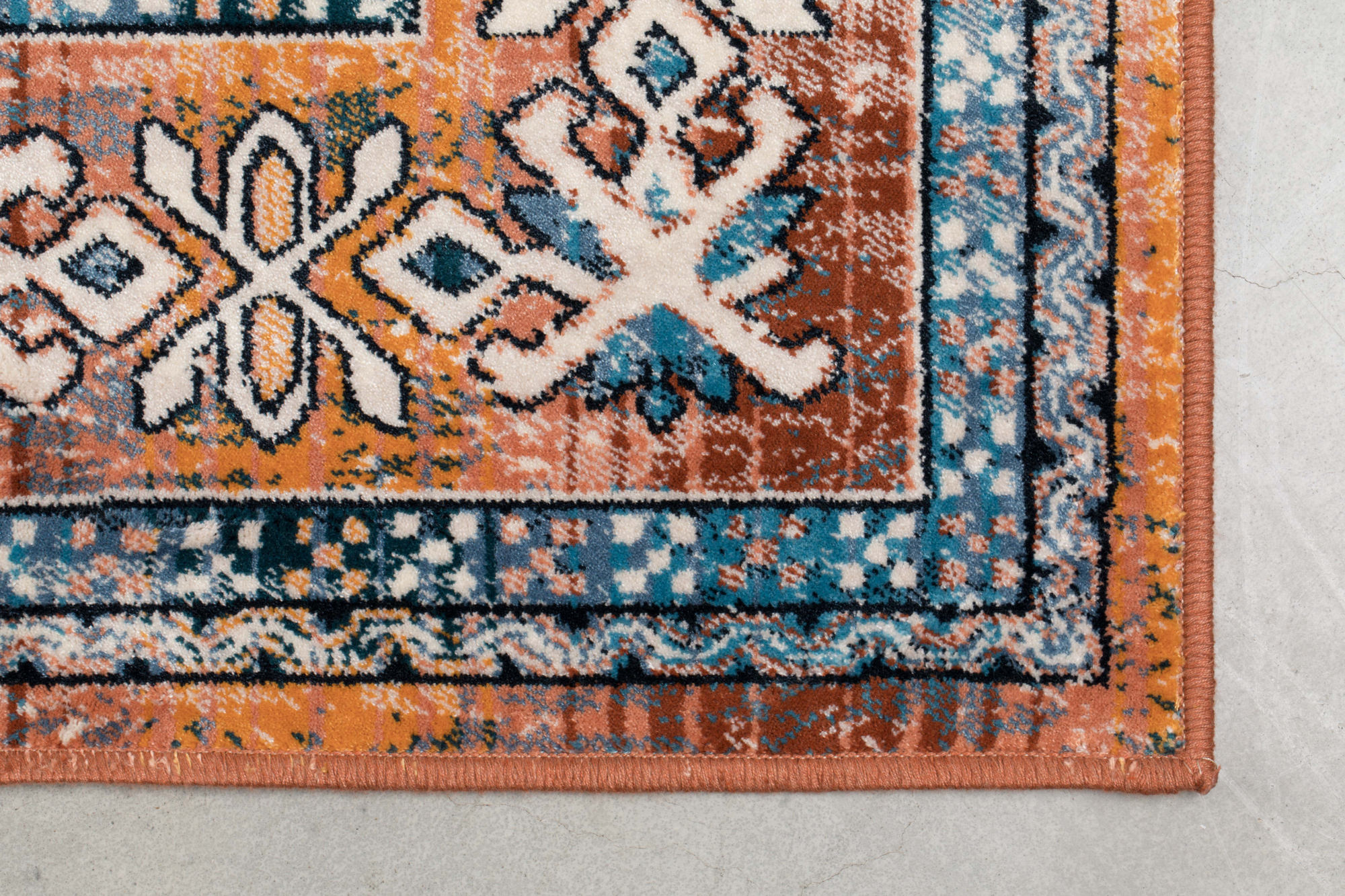 Vloerkleed Mahal 200x300 blauw/terra