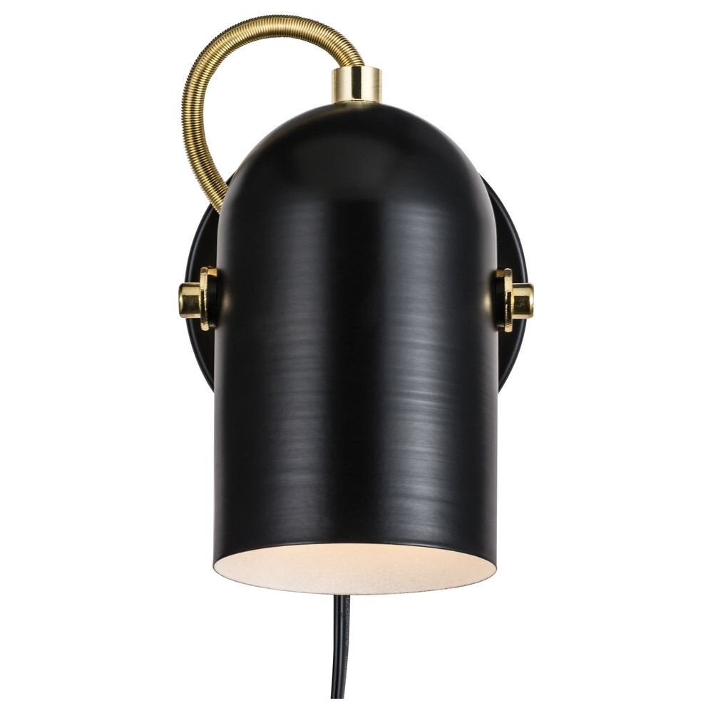 Lotus wandlamp in zwart en messing E14