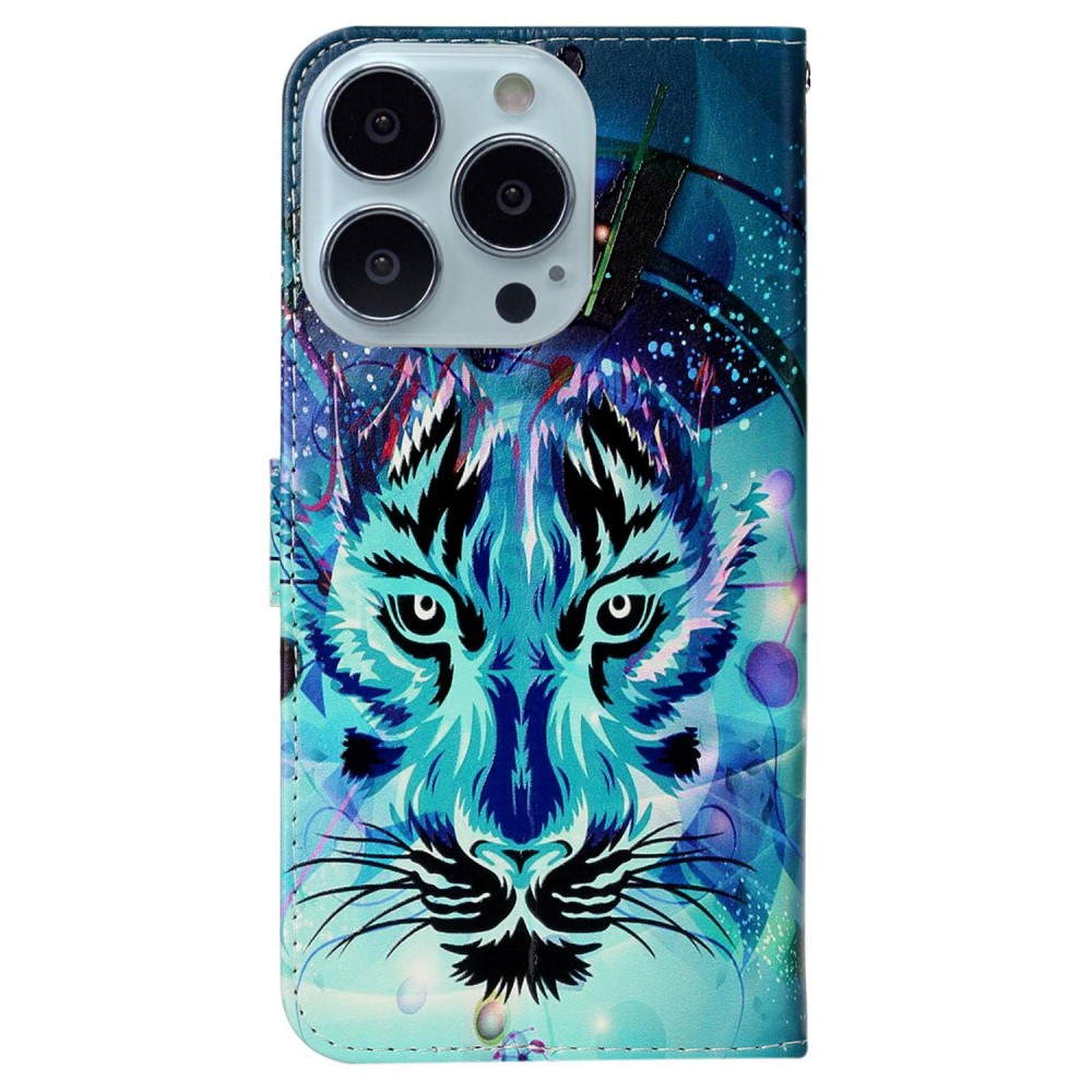 iPhone 16 Pro Leder Tasche mit Kartenfächer - Blue Wolf