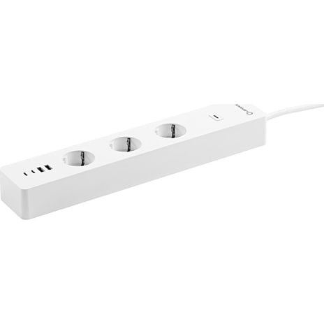 Smart+ stikdåse m. 3 stik og 2 USB - hvid