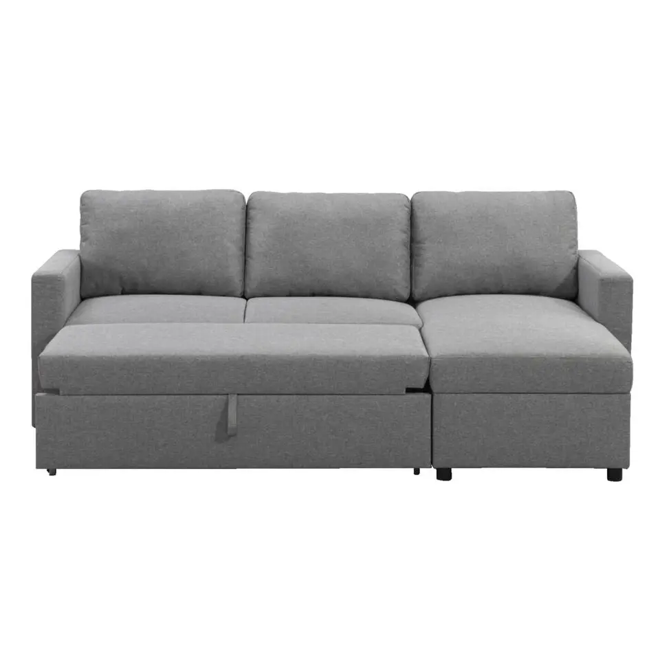 Slaapbank Turijn met opbergruimte - grijs - 82x215x145 cm