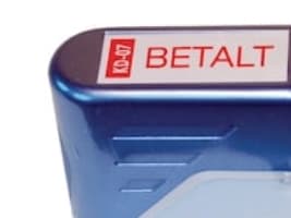 Stempel Deskmate Betalt rød tekst