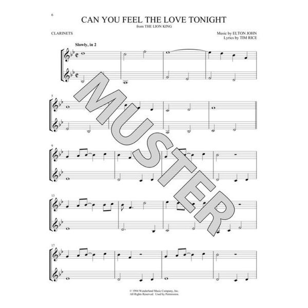 Hal Leonard Disney Songs For Two Clarinet